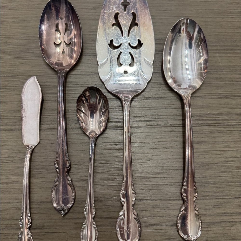 1847 Roger’s Bros. Silver Plated Ornate Serving Flatware Set - 5 pcs.